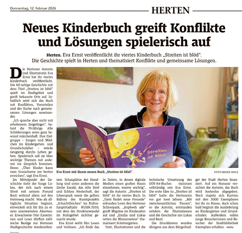 Kultur Kunst Herten, Hertener Allgemeine Zeitung, Kinderbuch Streiten ist blöd, Eva Ernst
